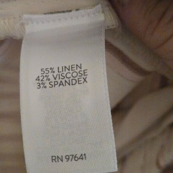 J. Jill Linen Stretch Jenna Wide Leg Crop Linen Blend Ivory Striped Pants Size M - Picture 7 of 7